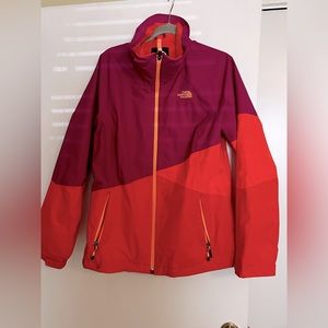 North face ski jacket. Purple pink and orange